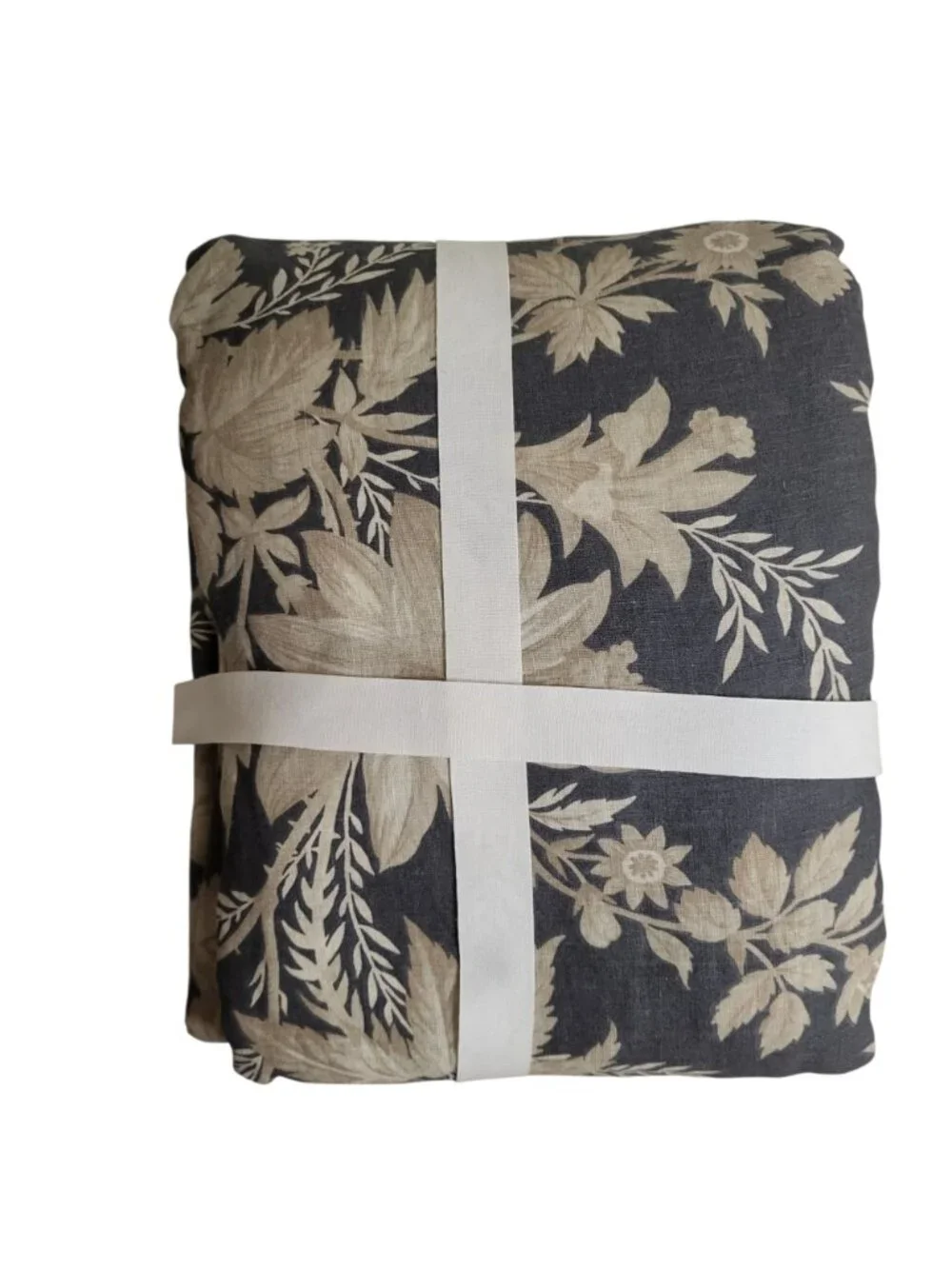 Pottery Barn Augustine Belgian Flax Linen Duvet Cover Full/ Queen Gray Floral